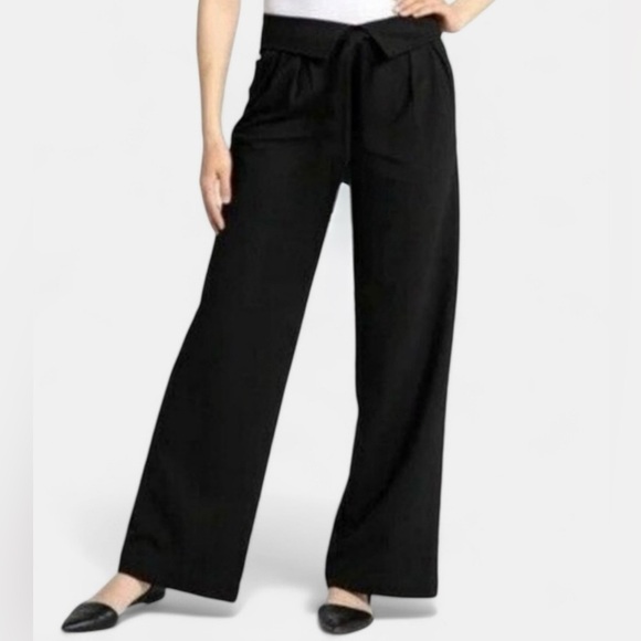🌻 Betabrand Fold Over Pleated Wide Leg Dress Pants Yoga Black Size S - Picture 1 of 8